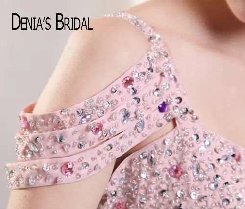 Реальные фотографии розовые вечерние платья-футляры с бисером в пол со шлейфом