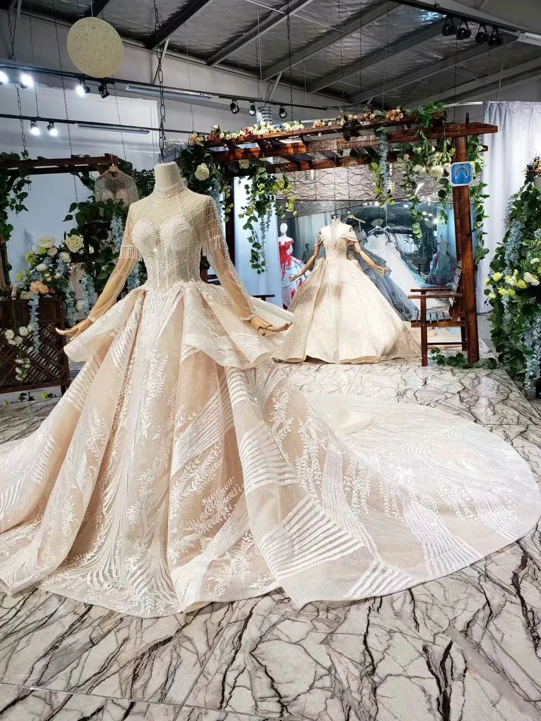 Vestido De Noiva 2m Роскошные свадебные платья с бисером свадебное платье длинным