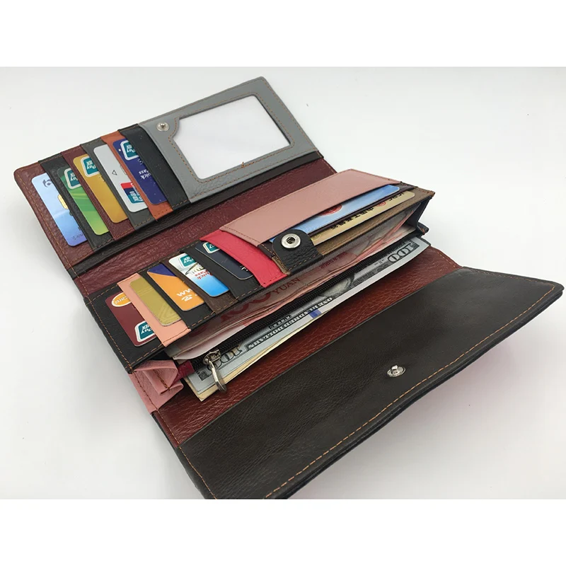 Женские сумки в три сложения 2019 кошелек из натуральной коровьей кожи Женский для