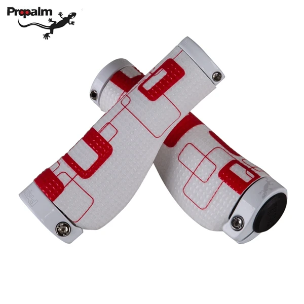 white red Propalm Нескользящие велосипедные ручки с двойным замочком, велосипедные ручки из алюминиевого сплава+ резиновые MTB дорожные ручки, велосипедные детали - Цвет: white red