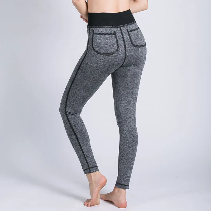 JSMYGS Women Leggings Elasticity Slimming Peach Pencil Pants Fake Pocket Skinny Casual Fitness Jeggings Push up Hip Sporty D0019 | Женская