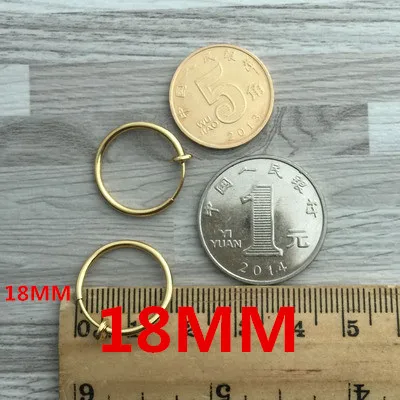 gold 18mm 2 шт унисекс панк клипсы на ухо без пирсинга без отверстия Поддельные тела нос губы кольца ювелирные изделия серьги для женщин мужчин золото серебро - Окраска металла: gold 18mm