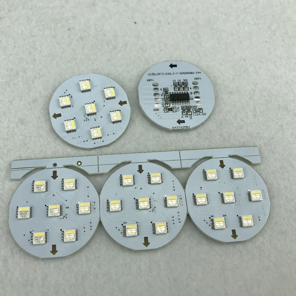 DC24V RGBW DMX512(UCS512 чип); 5050 SMD адресуемый пиксельный модуль, 7 шт. 5050 SMD светодиодный; 1,68 Вт; 40 мм Диаметр круглого типа