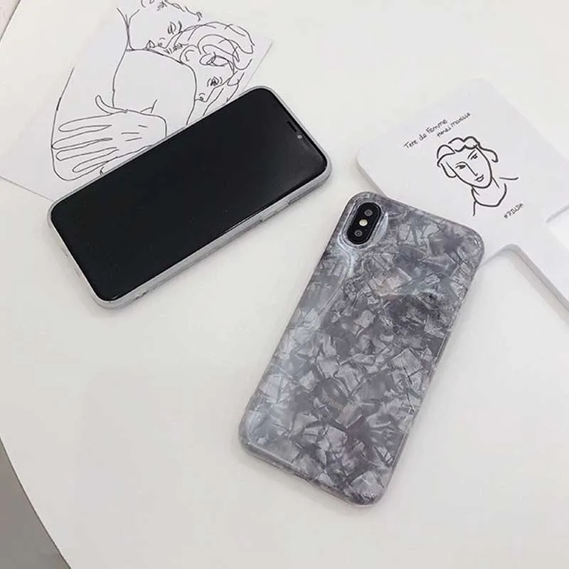 JIABN Luxury Marble Shell Pattern Phone Case for Apple Iphone XS Max XR Applicable IPhone 8plus 7p 6s 6plus Capa |