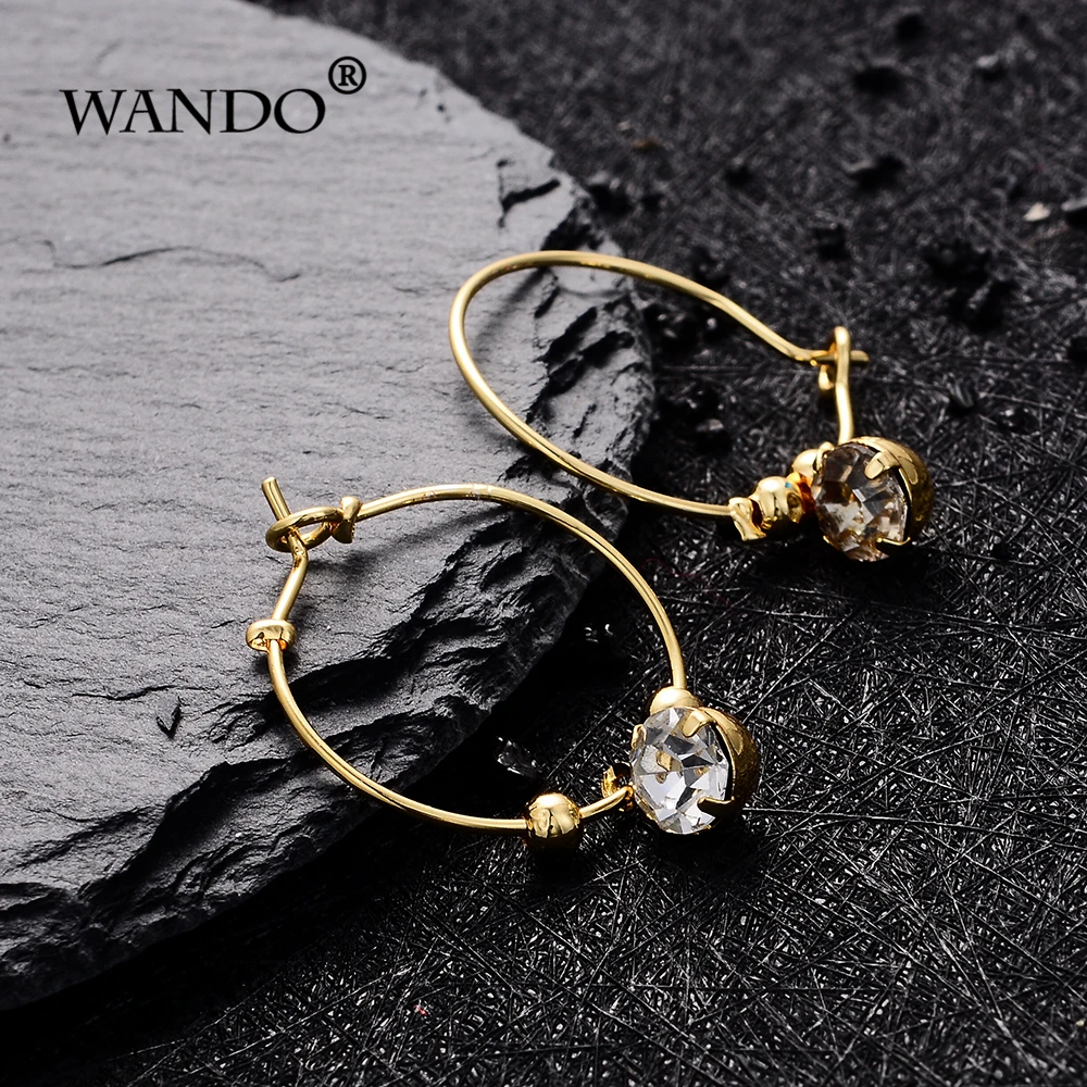 Классические женские серьги капельки WANDO с белыми и черными кристаллами