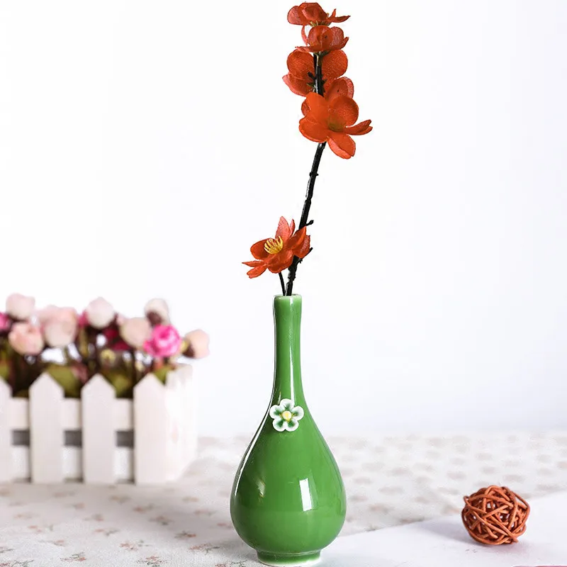 Цзиндэчжэнь Керамическая Мини Флора бутылка Цветок Маленькая ваза зеленый