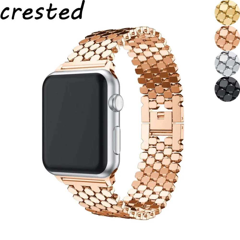 Ремешок из нержавеющей стали для Apple watch band 44 мм 40 звеньевой браслет iwatch 42 38 Band 6 SE 5 4