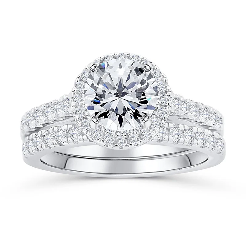 The Rose SET Silverwill стерлингового серебра 925 Серебряное обручальное кольцо из розового золота цвет 1,5 ct муассанит женские обручальные кольца для женщин, 2 шт., комплект ювелирных изделий - Цвет основного камня: The Rose SET