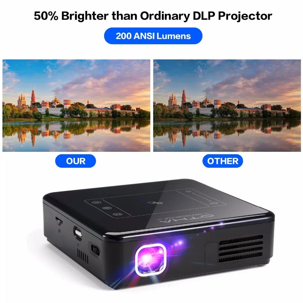 OTHA К 4 к DLP HD мини портативный проектор 200 ANSI домашний кинотеатр Wifi 1080 P Мини Android