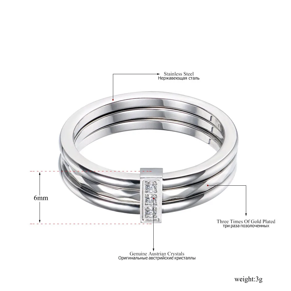 Модные обручальные кольца JeeMango серебряного цвета с инкрустацией фианитами