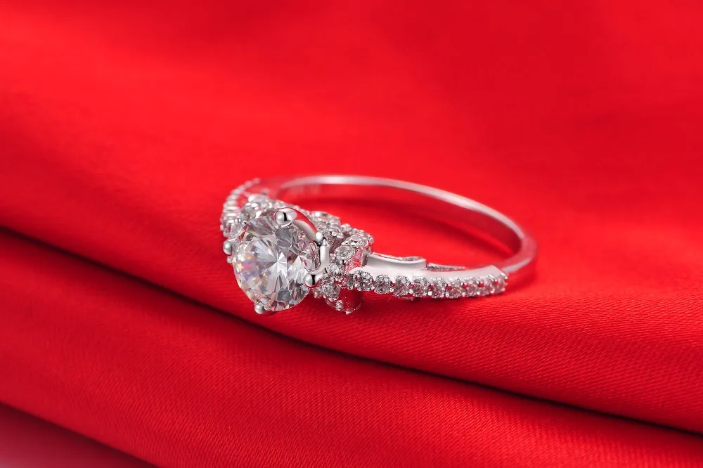 Новое кольцо 1Ct элегантное Стерлинговое Серебро 18 K белое золото покрытое