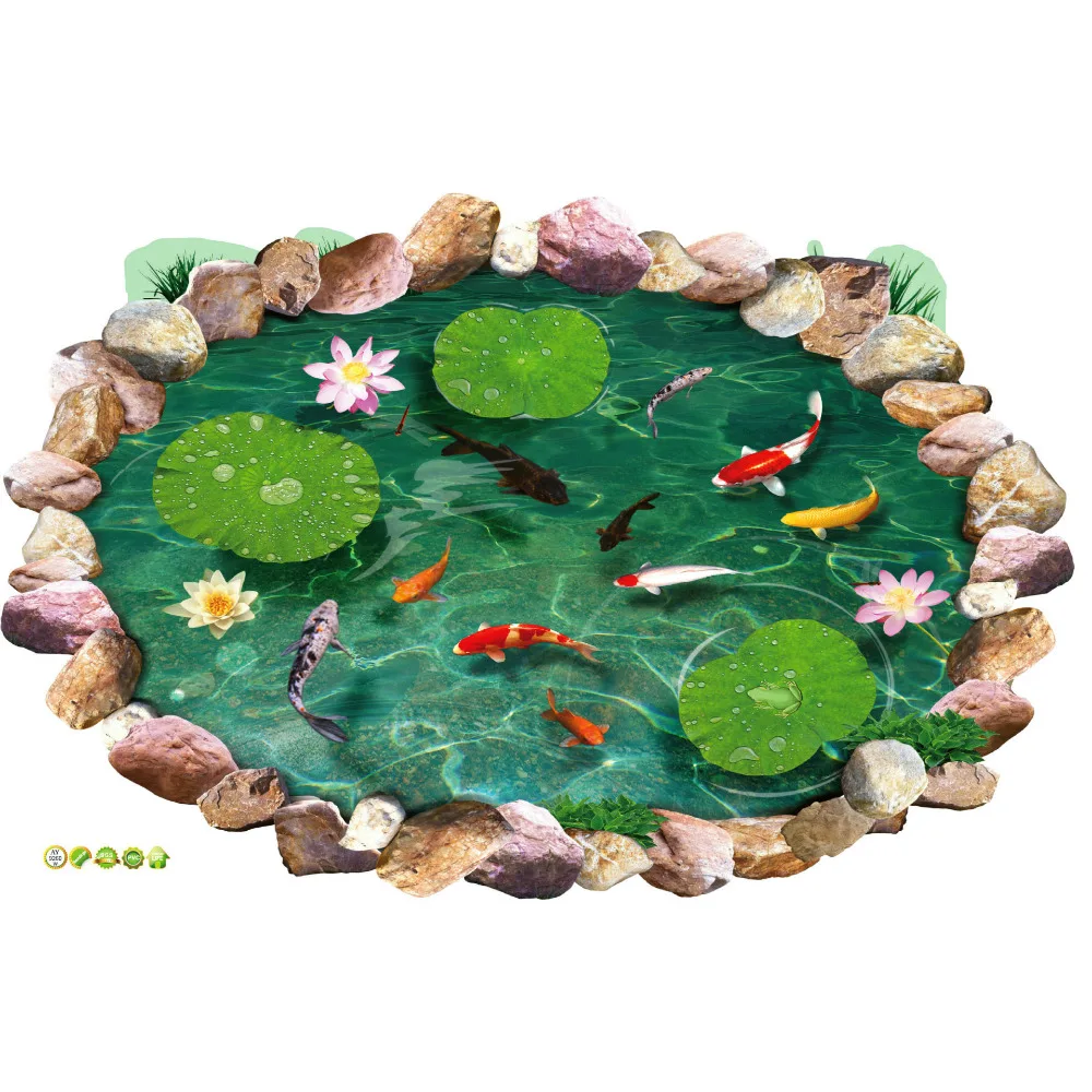 3D-наклейки на стену в ванную комнату стикеры с изображением лотоса пруда