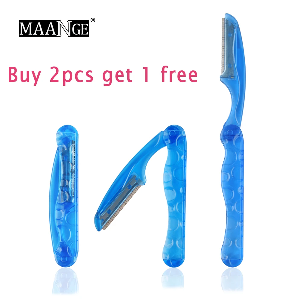 total 3pcs MAANGE1/2 шт цветной триммер и скребок для бровей безопасный мини Макияж Косметический нож для бровей лезвия для лица удаление волос Бритва Макияж Красота Инструменты - Цвет: total 3pcs