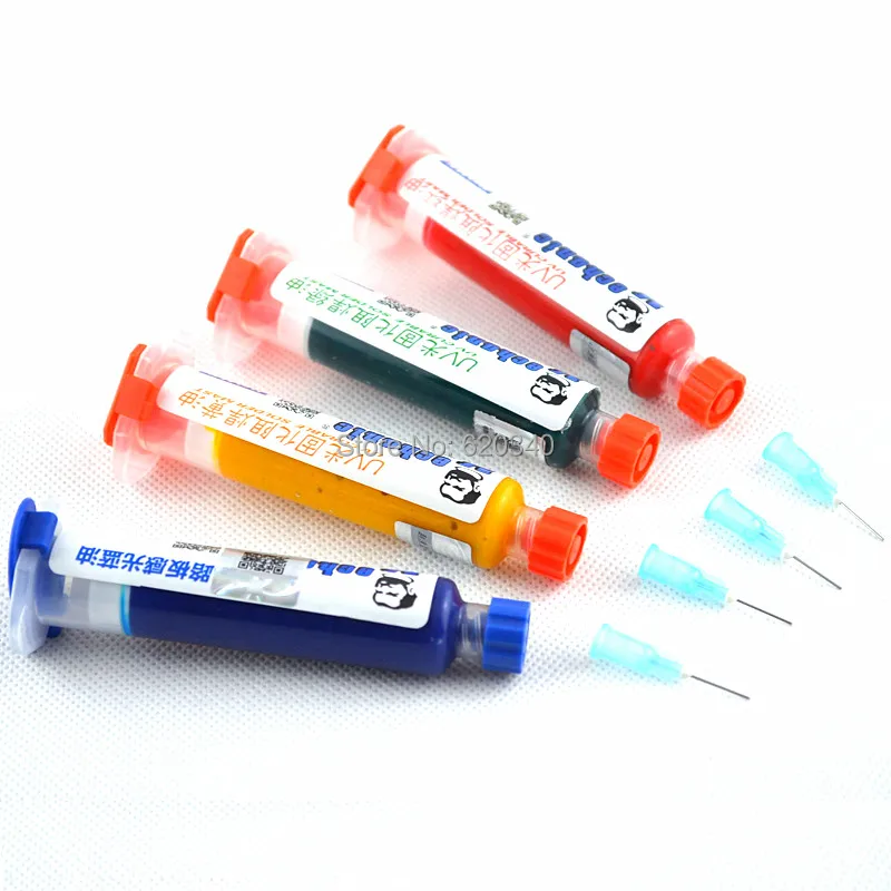 MECHANIC 4pcs 4 color UV Curable Solder Mask 10CC for PCB Circuit board protect Soldering Paste Flux oil Free shipping | Инструменты