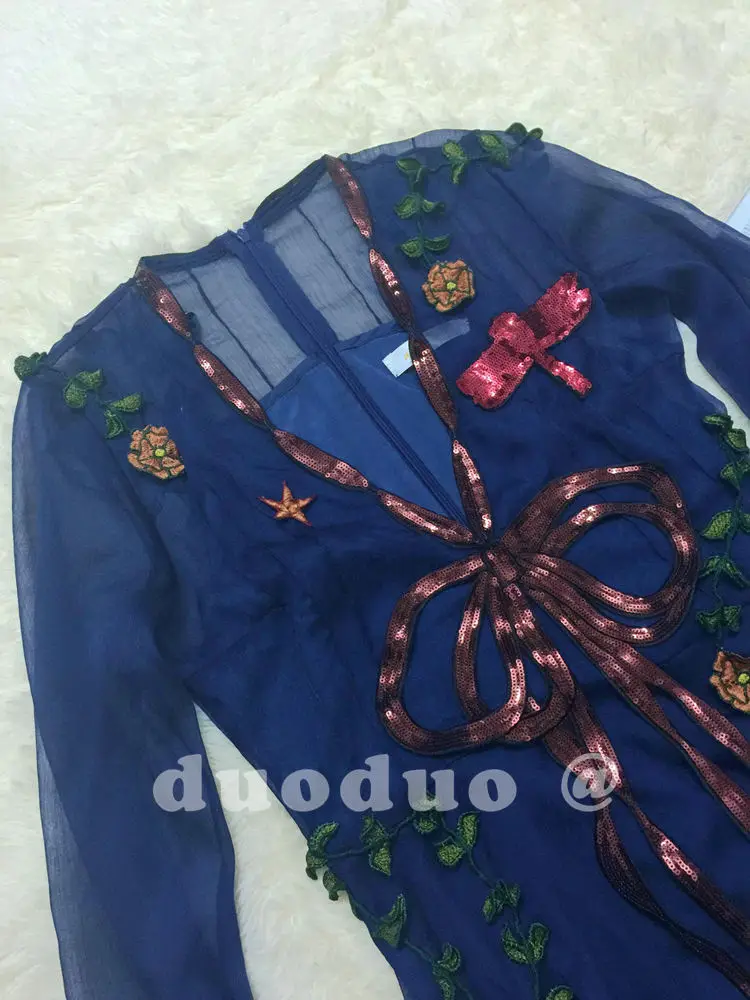 Женское длинное платье с бантом и блестками весеннее вечернее длинным рукавом