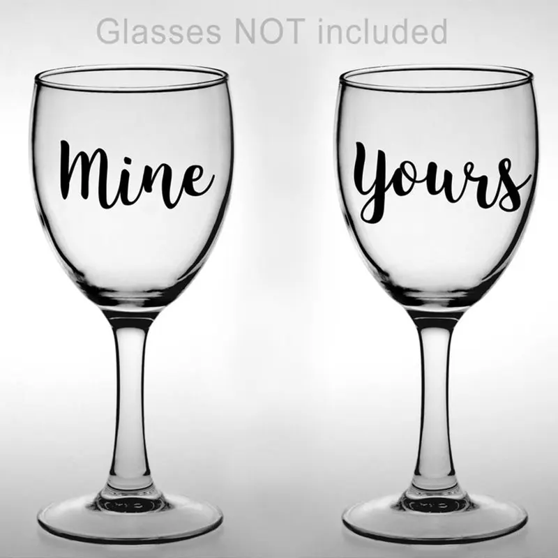 mine yours 10 шт./компл. свадебные наклейка вино Стекло es Стикеры в виде жениха и невесты, его ее, ваша свадьба Декор подарок Шампанское Стекло Viny Наклейка WE01 - Цвет: mine yours
