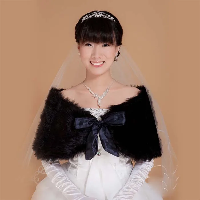 Женское свадебное платье болеро из искусственного меха черная накидка для