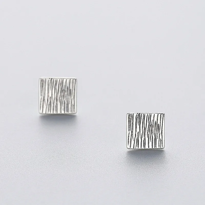 

PONYKISS Trendy Solid S925 Sterling Silver Chic Grain Geometric Stud Earrings Women Party Anniversary Jewelry Accessories Gift