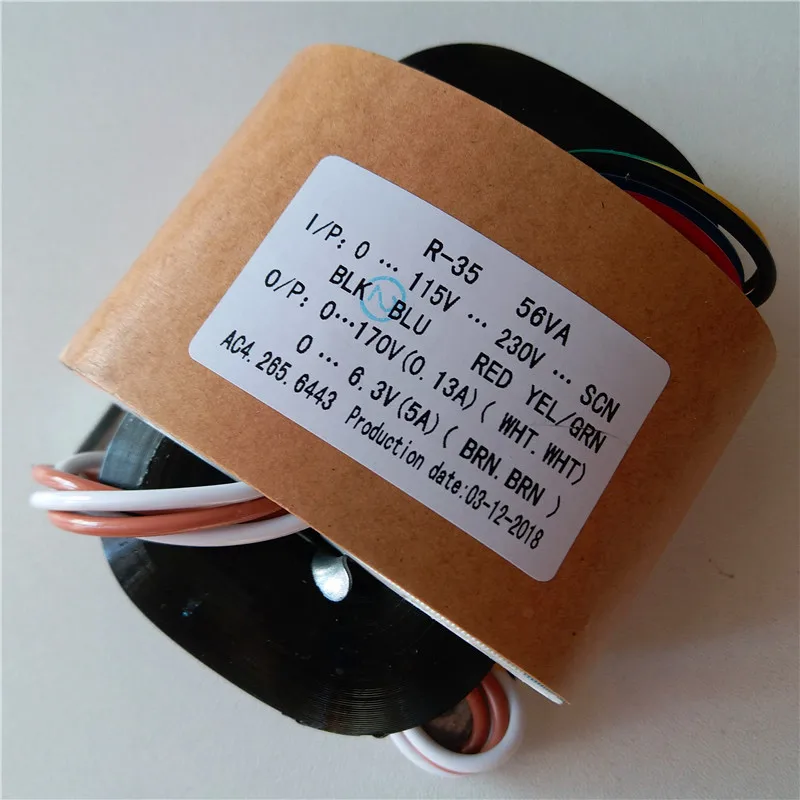 Transformador de Núcleo Fone de Ouvido 56va 115v-230v Entrada Dac Tubo Pré-amplificador cd Player 170v 0.13a 6.3v 5a r