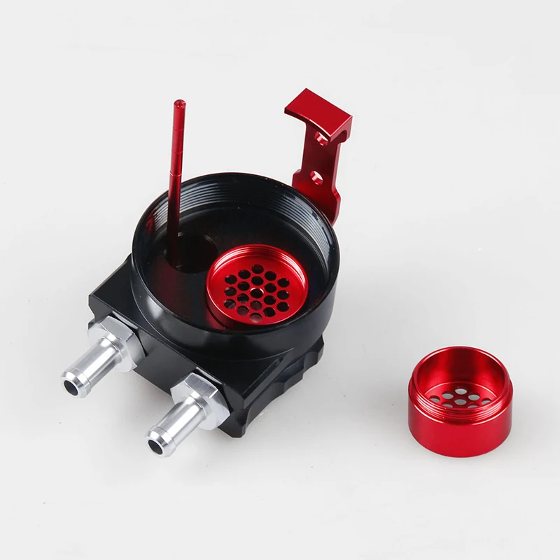 

New Red+Black Oil Catch Can Oil Separate 2-Port 300ML Cylinder Aluminum Engine Oil Catch Reservoir Air Filter Car Accessories