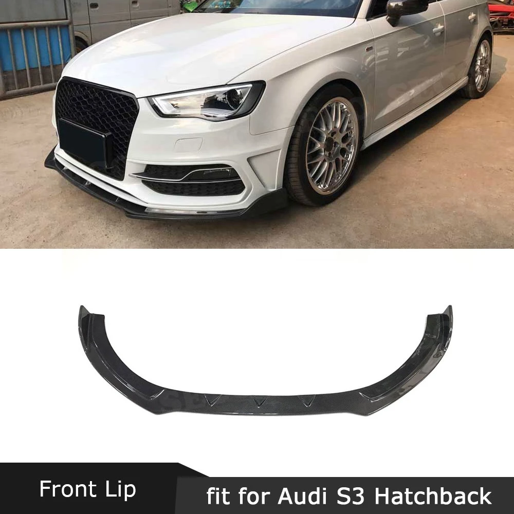 Углеродного волокна передний спойлер разветвители для Audi A3 S3 хэтчбек-(не A3 Стандартный не седан) головной бампер подбородок