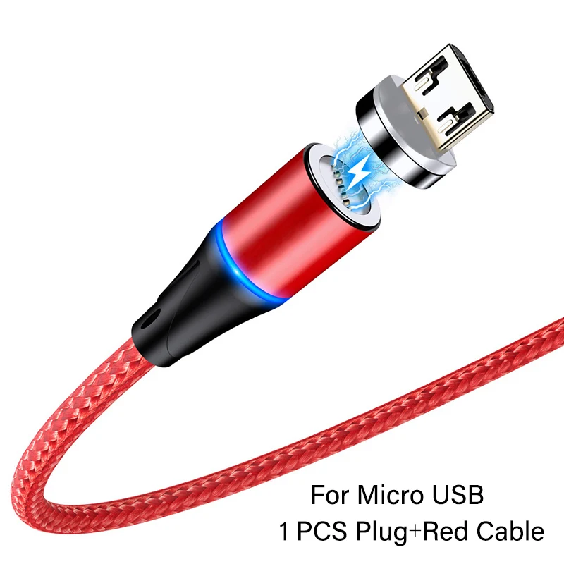 For Micro USB Red 3A Быстрая зарядка магнитное зарядное устройство Micro usb type C кабель для iPhone 6 7 8 Plus X huawei Xiaomi Android мобильный телефон USBC 1 м шнур - Цвет: For Micro USB Red
