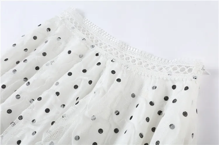 Женский костюм двойка в горошек блузка с оборками и открытыми плечами + кружевная