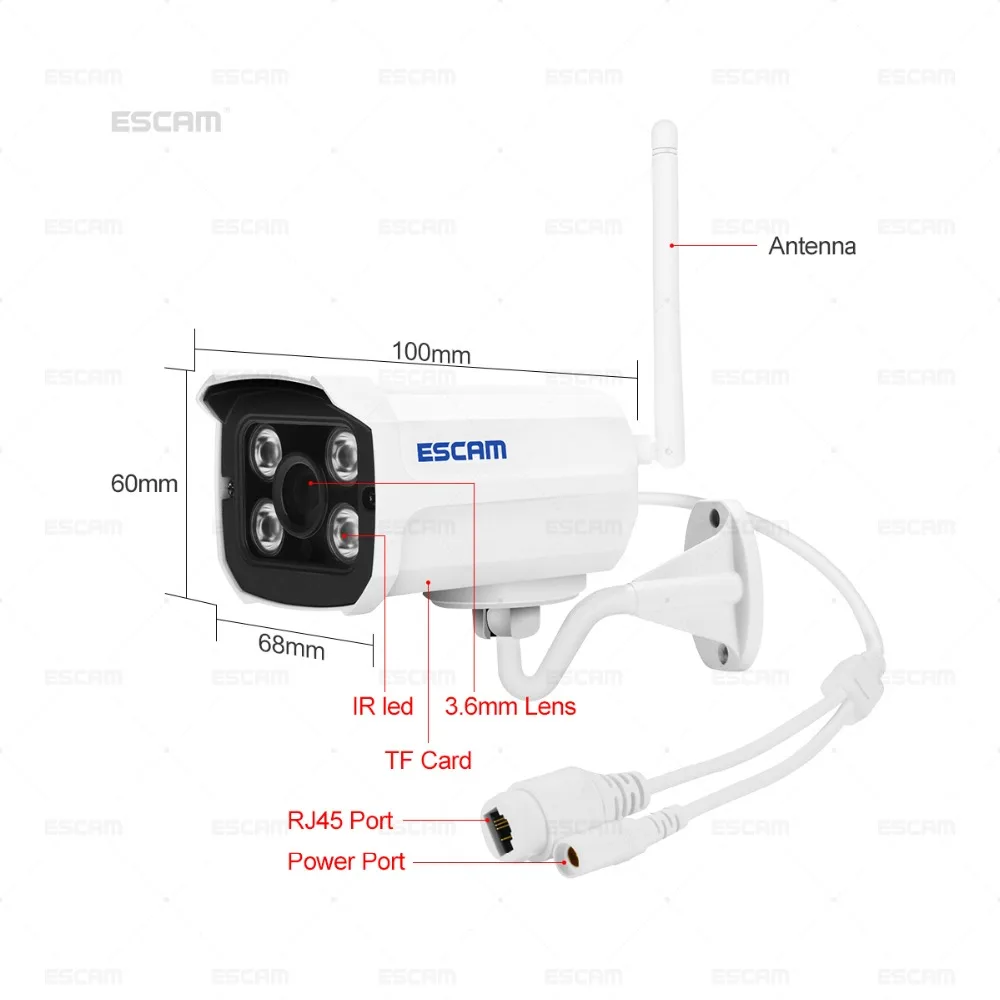 ESCAM QD900 wifi 1080P 2,0 мегапиксельная HD система камер домашней безопасности беспроводная сеть IR Bullet наблюдения наружная мини-камера