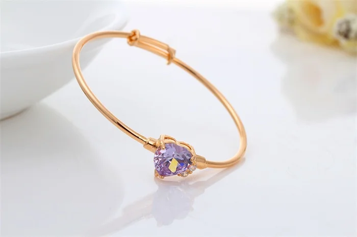 Новый милый желтого золота Цвет проложить Фиолетовый любовь персик сердца CZ