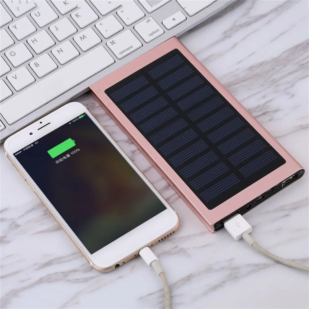 повербанк Солнечный Мощность bank 10000 мАч Ultra Slim Dual USB светодио дный светодиодный