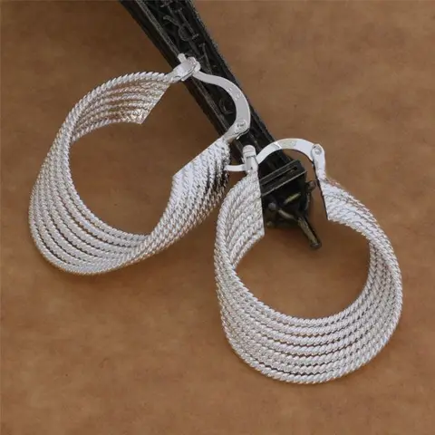 AE109 популярные серьги из стерлингового серебра, модные ювелирные изделия, многолинейный/bymakpta ajbajaia серебряный цвет