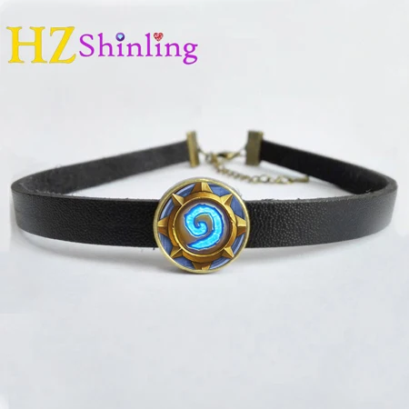 Новинка, World of Warcraft, Орда, ожерелье, кожа, колье, ожерелье, Круглое стекло, Wow, ювелирное изделие, кожаный кулон - Окраска металла: 11