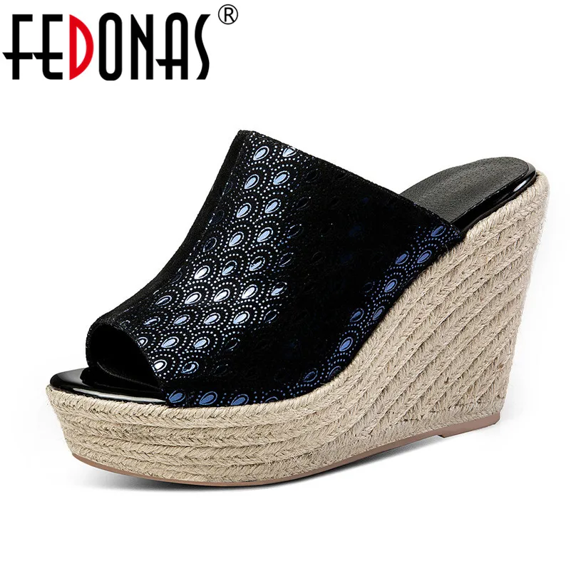 Женские сандалии FEDONAS элегантные из овчины с закругленным носком на высоком
