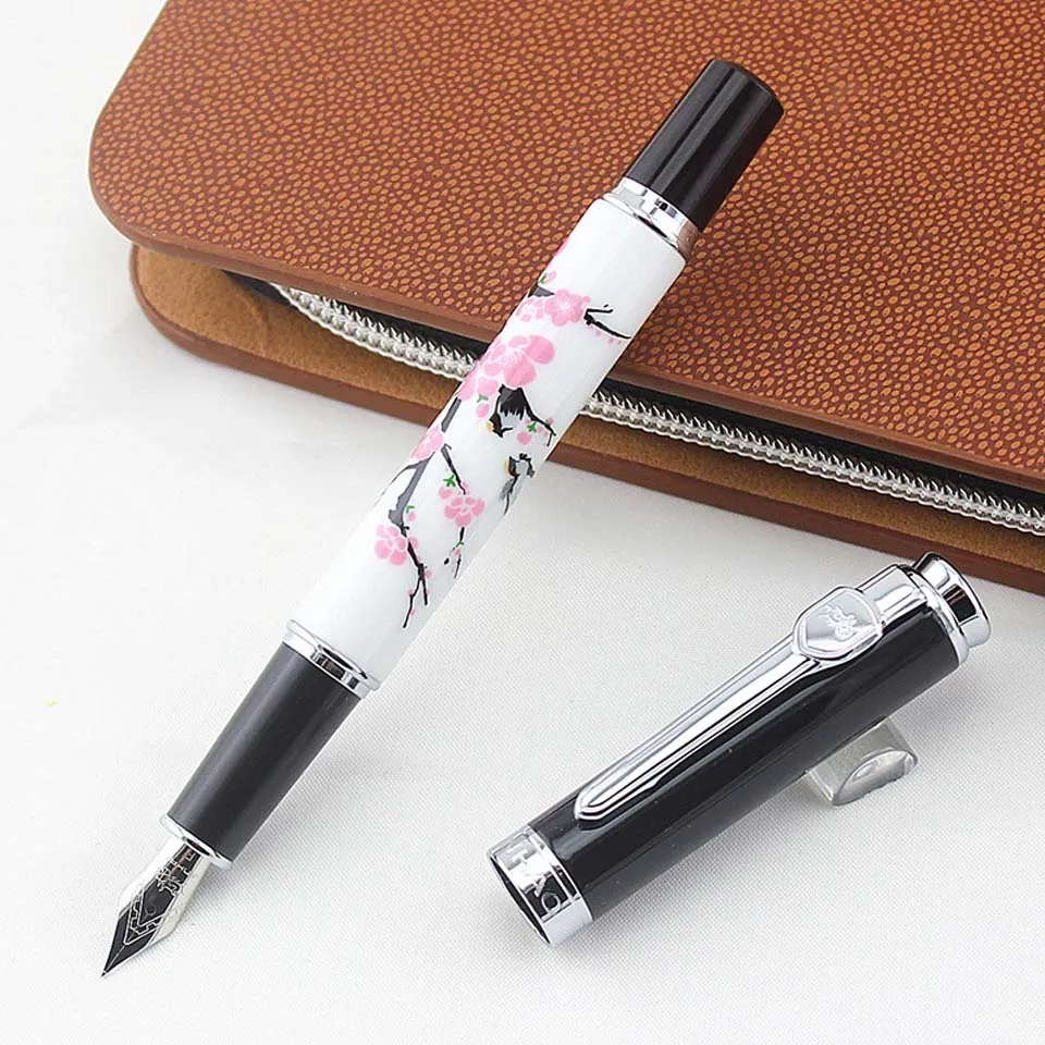 Jinhao 8802 Роскошная авторучка/Шариковые ручки 0,7 мм Металл+ керамика слива цветок синие и черные чернила для Бизнес офиса подарочная ручка