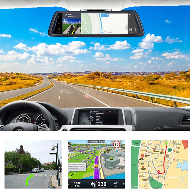 Android зеркало 2018 ADAS 10 дюймов Видеорегистраторы для автомобилей gps 4G Wi Fi Bluetooth