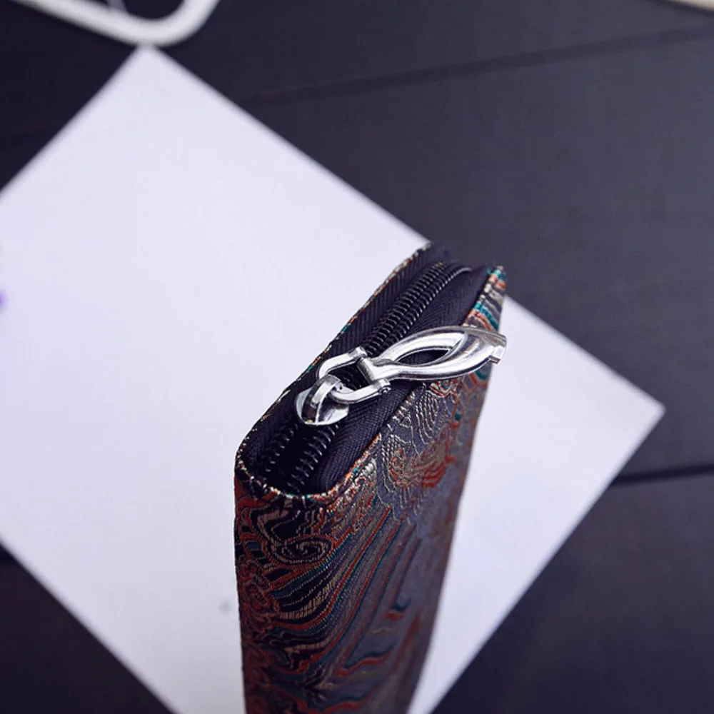 Длинный клатч кошелек для женщин в китайском стиле Ретро стиль вышивка портмоне