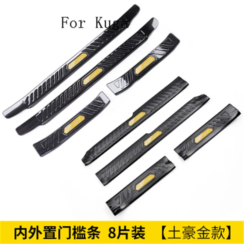Black titanium Stainless Steel Scuff Plate/Door Sill Door pedal bienvenidos For Ford Kuga 2013-2018 | Автомобили и мотоциклы