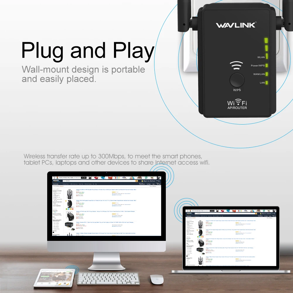 Wavlink WN578R2 беспроводной маршрутизатор высокой мощности wifi повторитель 300 Мбит/с Wifi расширитель диапазона Усилитель 5dbi двойной LAN порт усилитель сигнала