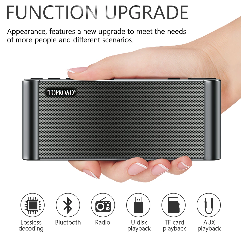 TOPROAD HIFI Bluetooth динамик Портативный беспроводной супер бас двойные колонки Саундбар с микрофоном TF FM радио USB звуковая коробка