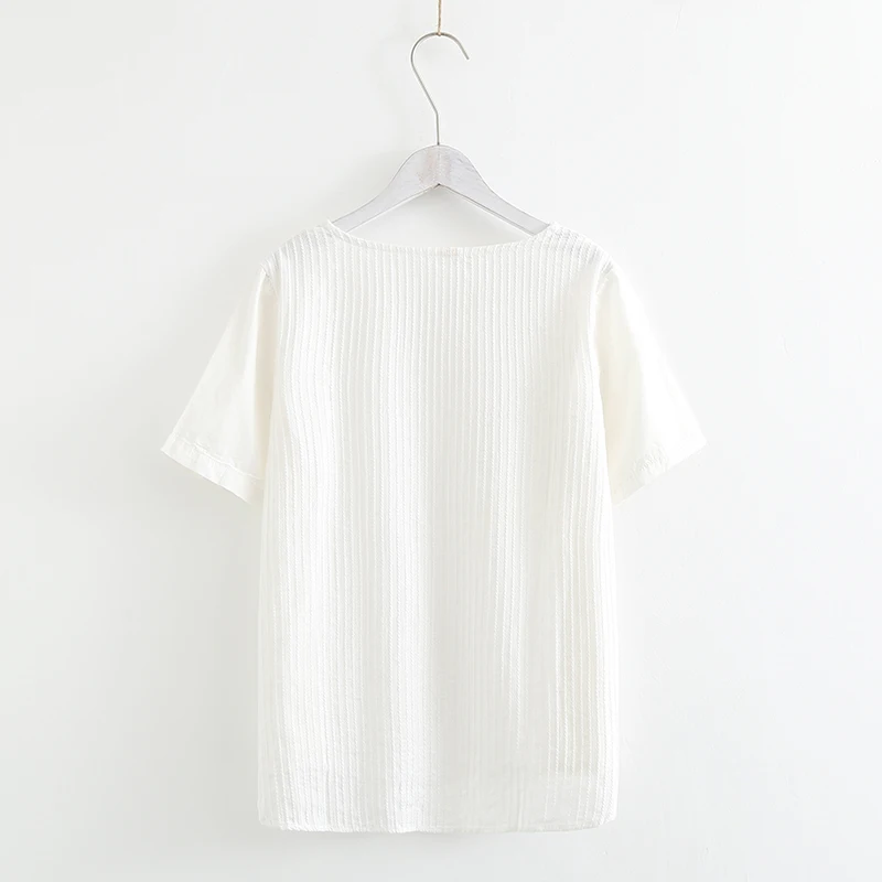 fresh ruffled patchwork white cotton shirt top mori girl 2018 summer |