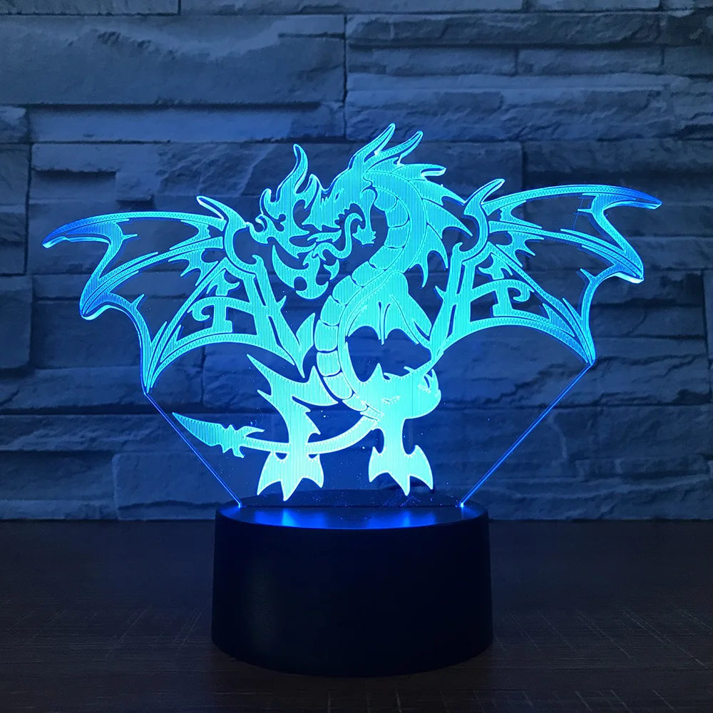 Fire Dragon 3d светодиодный светильник 7 цветов ночник для детей подарок сенсорный Usb
