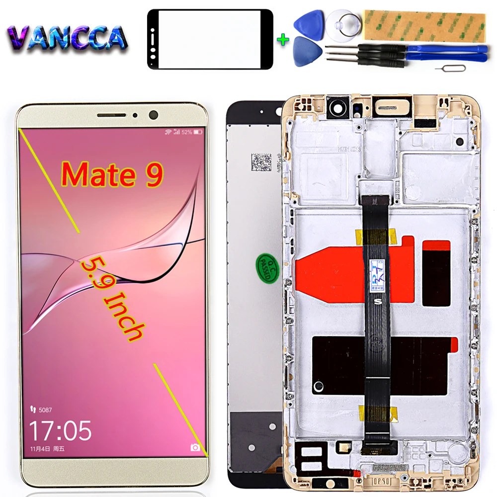 Vancca 5,9 дюймов ЖК-дисплей для huawei mate 9 1920*1080 кодирующий преобразователь сенсорного экрана в сборе рамка с бесплатным закаленным стеклом и инструментами