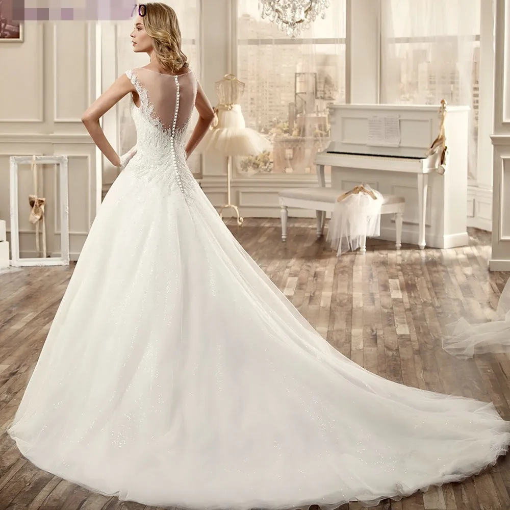 Vestido de noiva A-Line Vintage wedding dress Lace Appliqued Bodice Long Train Wedding Dress 2016 Bridal Gown Cheap China | Свадьбы и