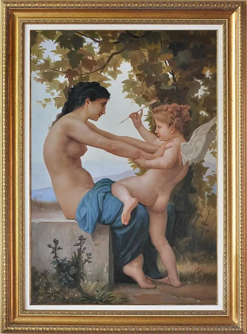 Репродукция известной картины молодая девушка защищающая себя от Купидона