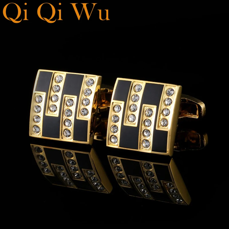 Мужские Запонки с кристаллами золотые запонки французскими манжетами Ювелирное