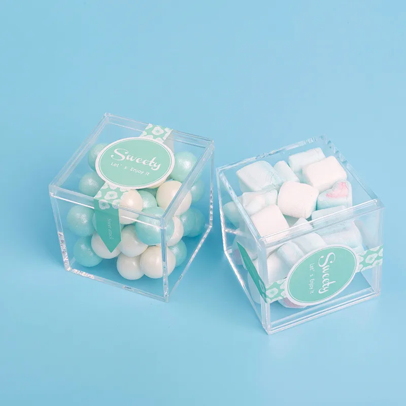 12PCS 4.5x4.5x4.5c Clear Acrylic Square Box Favors Candy Boxes Wedding Party Gifts Chocolate Package Supplies | Дом и сад