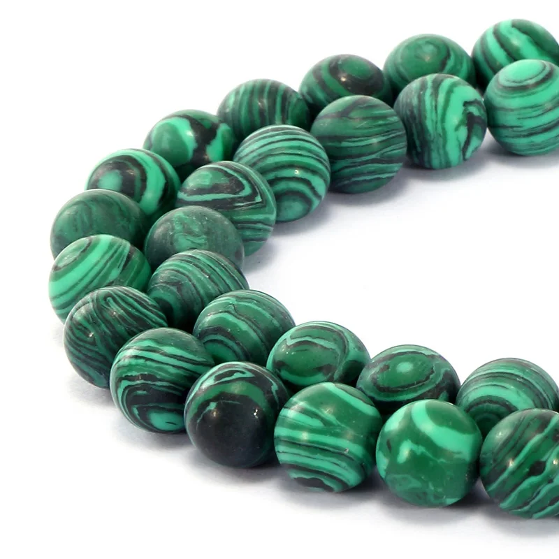 Synthetic Malachite Черный матовый оникс Ляпис розовый КВАРЦЕВЫЙ и из натурального камня бусины для самостоятельного изготовления ювелирных изделий браслет 4 6 8 10 12 мм Прямая поставка - Цвет: Synthetic Malachite
