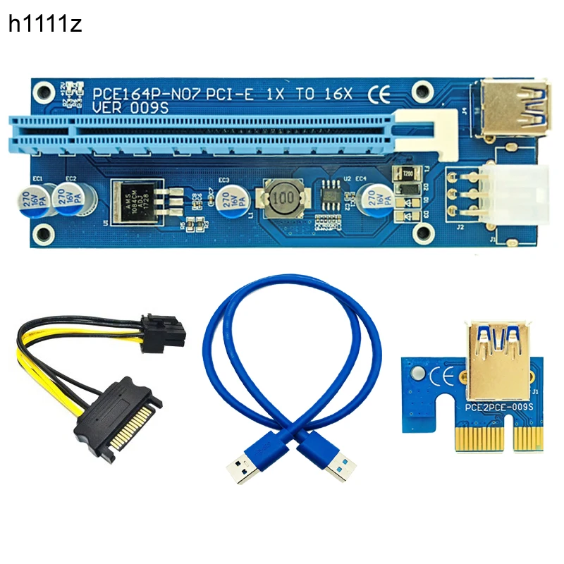 

Адаптер-переходник VER009S PCI-E PCI Express Molex 6Pin на SATA 1X 16X, 50 шт., кабель USB 3,0, светодиодный для майнинга биткоинов