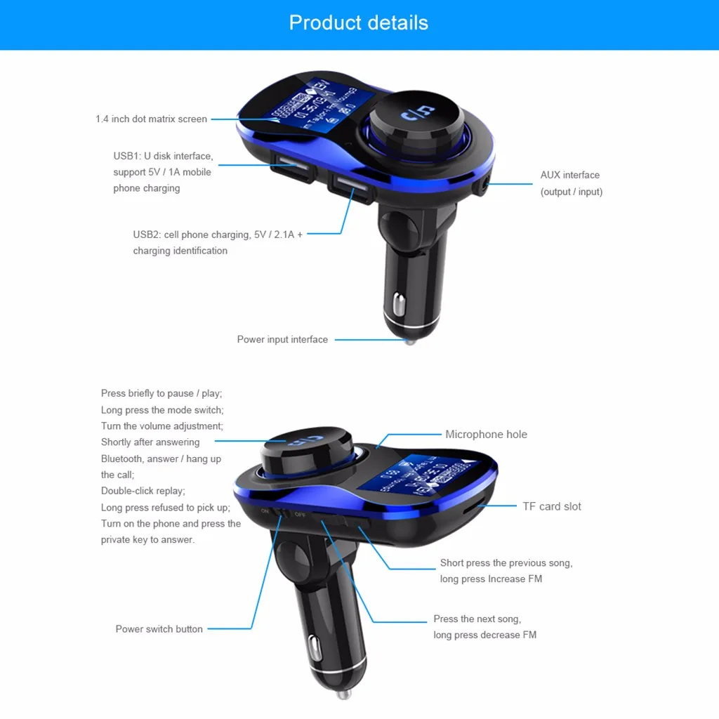 Bluetooth fm-передатчик MP3 плеер комплект Hands-free Автомобильная вспышка USB Поддержка TF карта Вход 5 В/3.1A FM модулятор