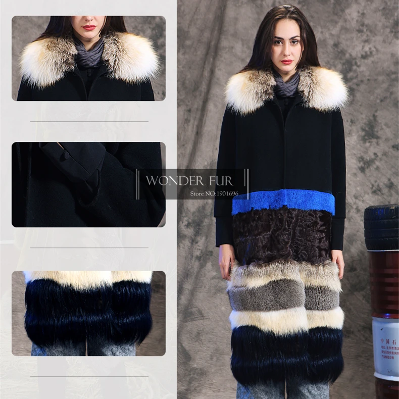 Натуральный меховой воротник из лисьего меха с золотым островом шерстяная